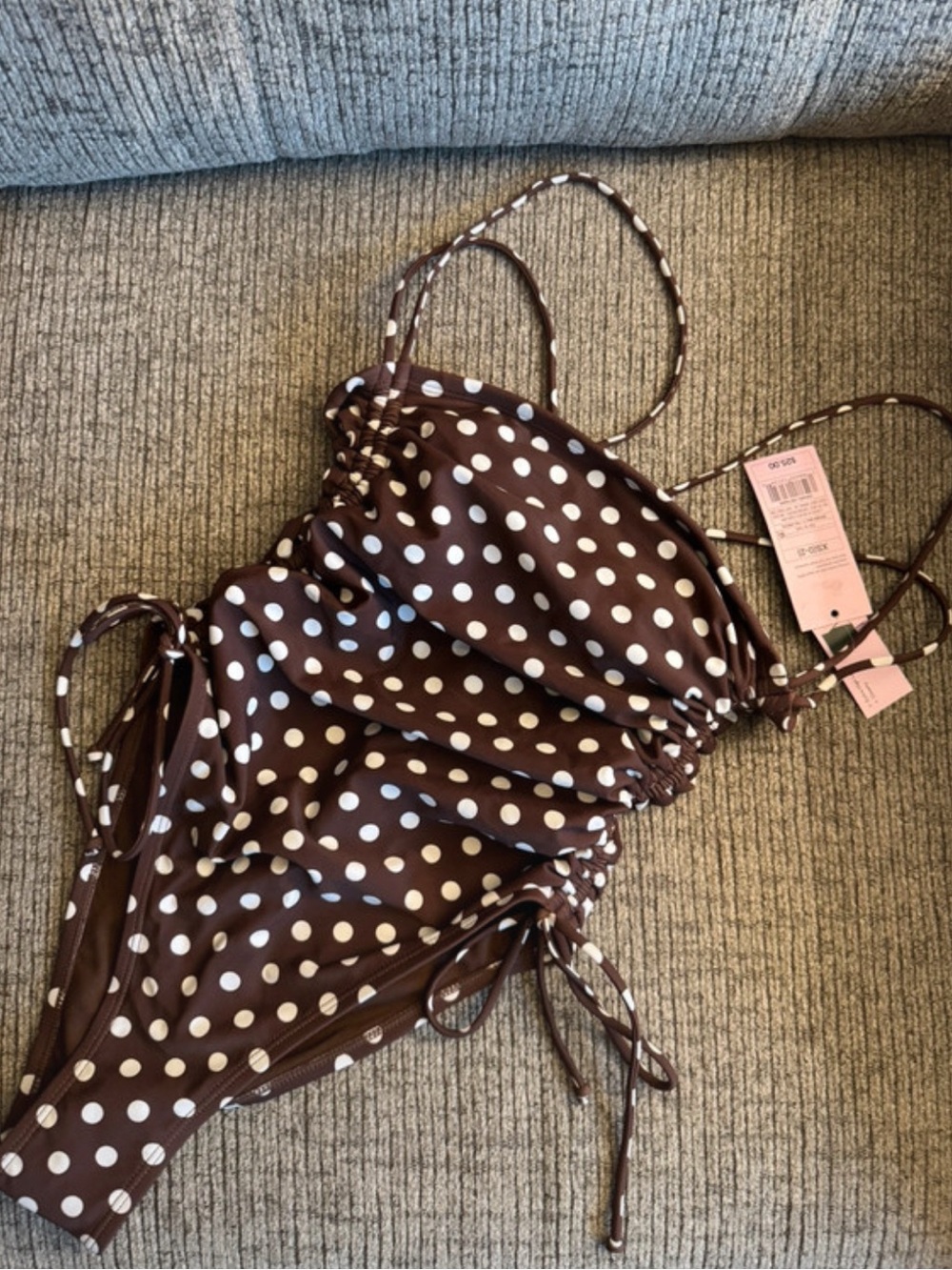 Classic Polka Dot Brown One-Piece Swimsuit